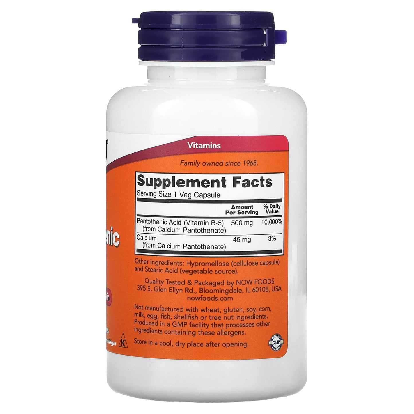NOW Pantothenic Acid Capsules 100 count