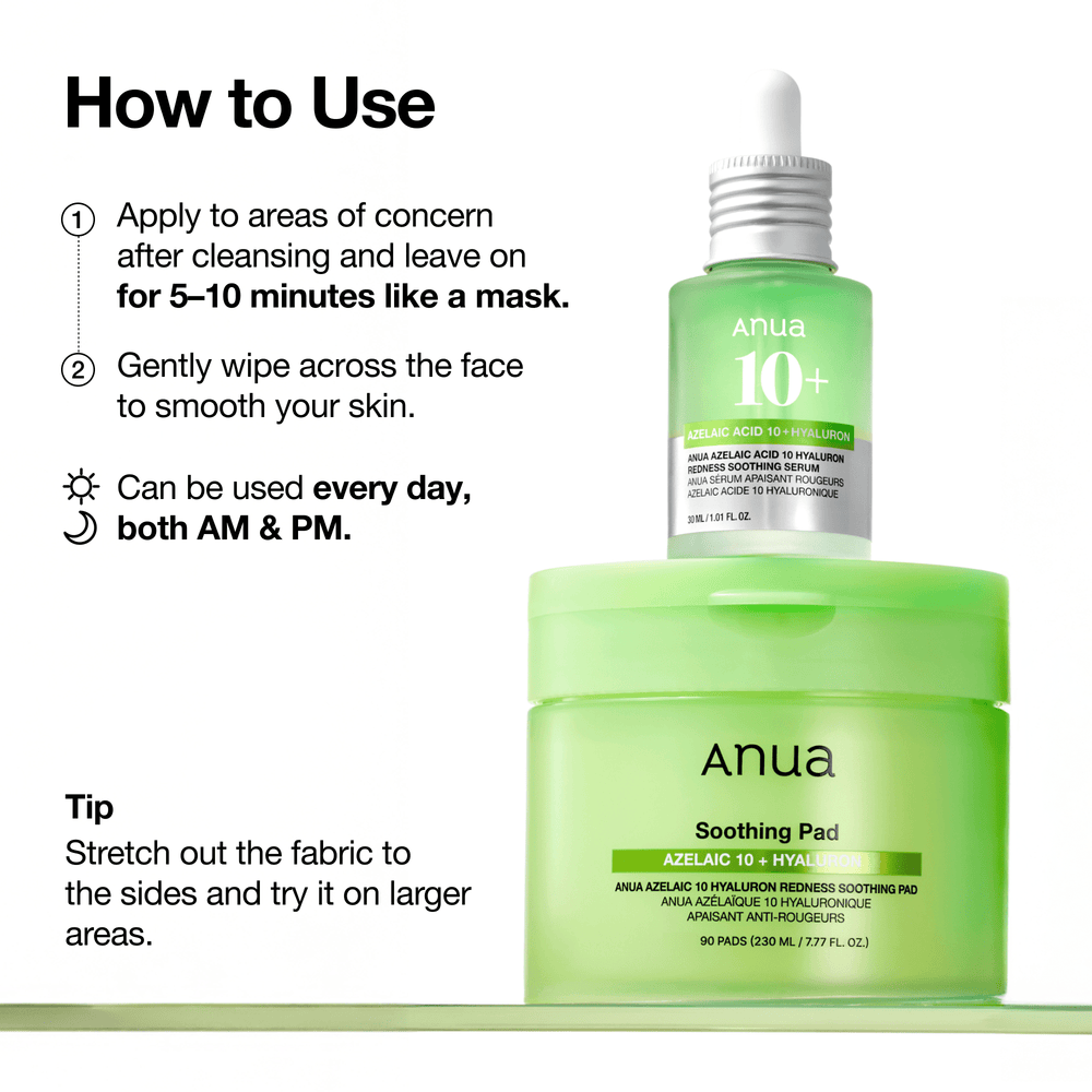 ANUA Azelaic 10 Hyaluron Redness Soothing Pad