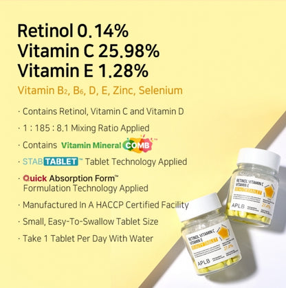 APLB Retinol Vitamin C Vitamin E Beauty Tablet