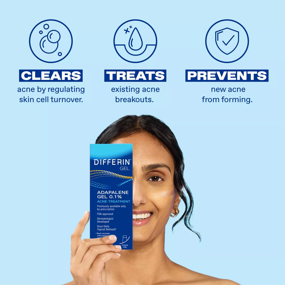 DIFFERIN Retinoid Adapalene Gel 0.1% Acne Treatment for Face and Body - 15g