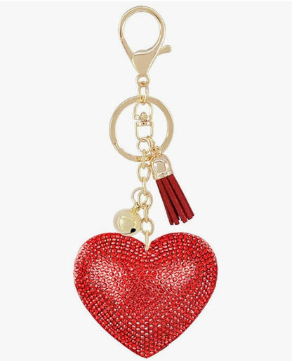 Rhinestone Heart Bag Charm/Keychain