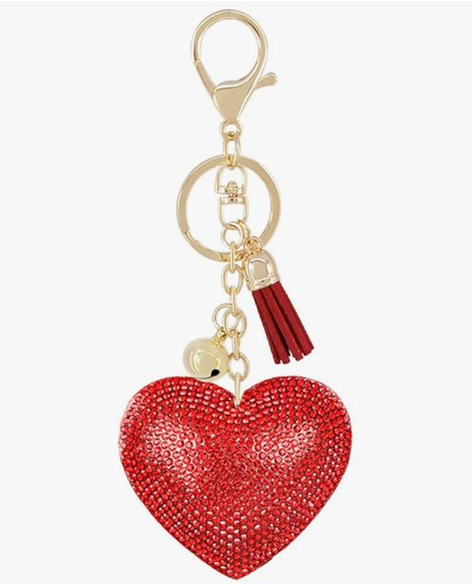 Rhinestone Heart Bag Charm/Keychain
