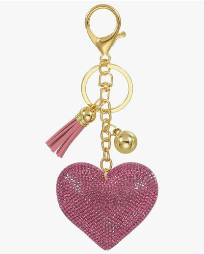 Rhinestone Heart Bag Charm/Keychain